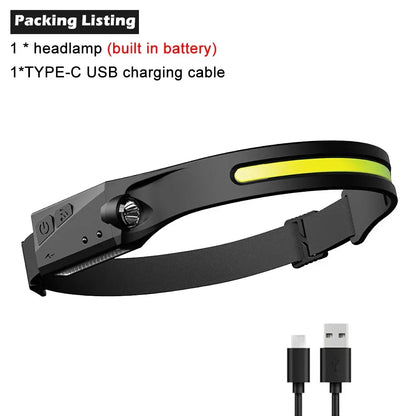 Rechargeable LED Headlamp, Motion Sensor, Three Lighting Levels, 3W Lithium Battery Head Torch for Camping and Work - product view 2