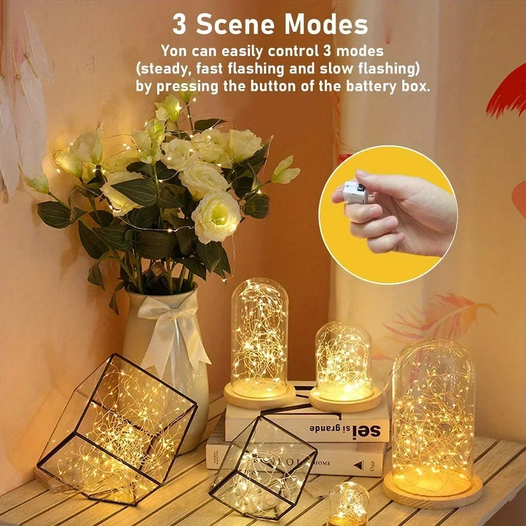 Waterproof Mini Fairy String Lights, 10-Pack Battery-Powered Copper Wire LEDs with 3 Modes for Christmas and Parties - product view 6