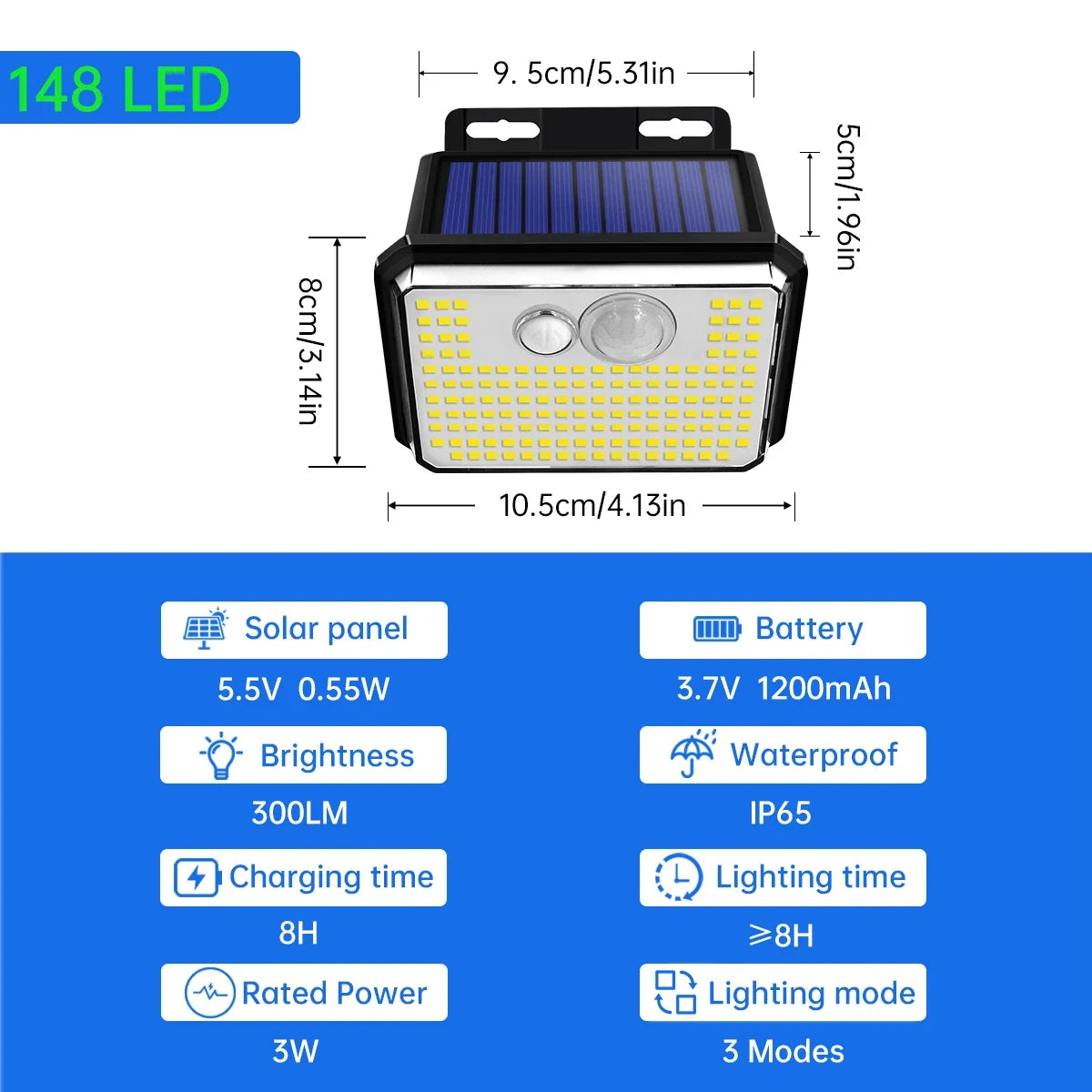 Solar Motion Sensor Outdoor Wall Light, LED Security Lamp with 3 Lighting Modes for Garden, Patio, Driveway and Porch - product view 3