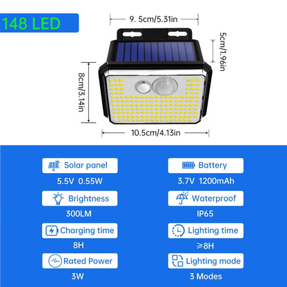 Solar Motion Sensor Outdoor Wall Light, LED Security Lamp with 3 Lighting Modes for Garden, Patio, Driveway and Porch - product view 3