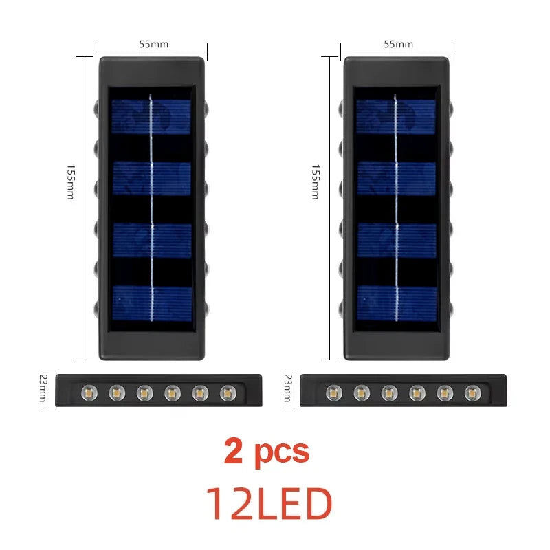 Solar Outdoor Wall Light, Rechargeable LED, Automatic Day Charging, White or Warm Light for Garden, Fence and Stairs - product view 3