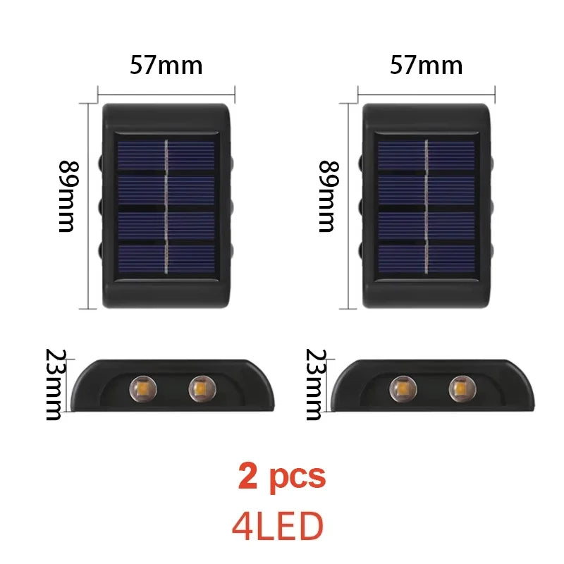 Solar Outdoor Wall Light, Rechargeable LED, Automatic Day Charging, White or Warm Light for Garden, Fence and Stairs - product view 4