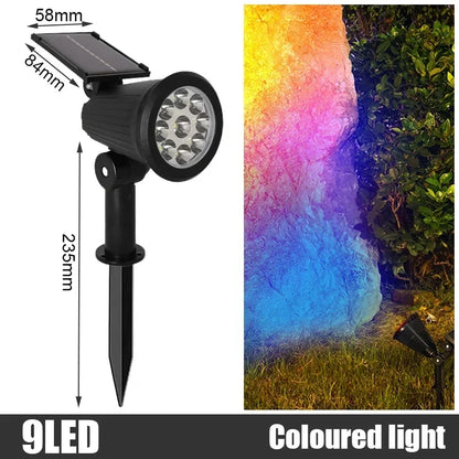 9-LED Solar Spotlight, Adjustable Outdoor Landscape Light, IP65 Waterproof, Dimmable, RGB, White or Warm Light - product view 1