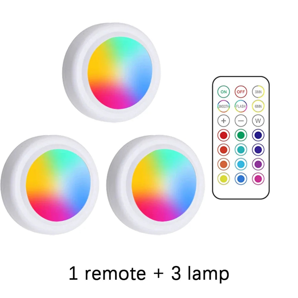 Wireless Under Cabinet Lights, RGB 12-Color LED, Touch and Remote Control, Dimmable, Timer, 1-6 Lamps with Remote - product view 3
