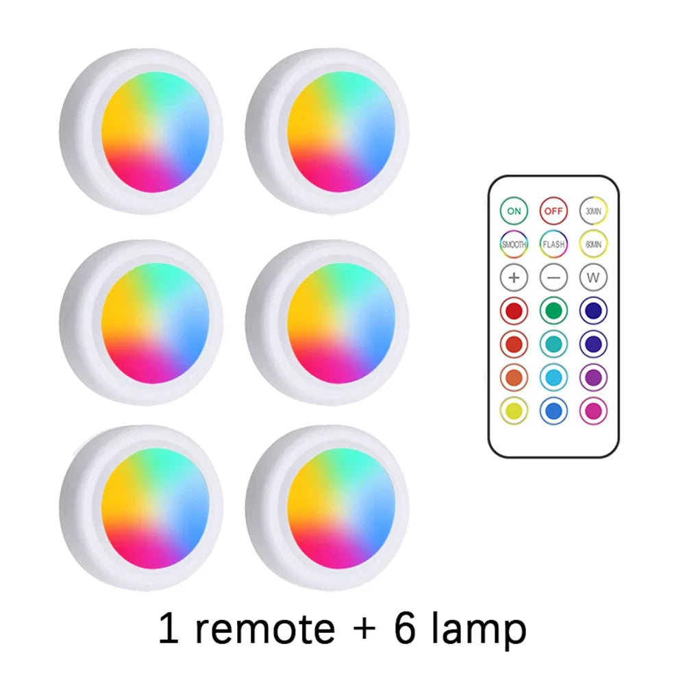 Wireless Under Cabinet Lights, RGB 12-Color LED, Touch and Remote Control, Dimmable, Timer, 1-6 Lamps with Remote - product view 6