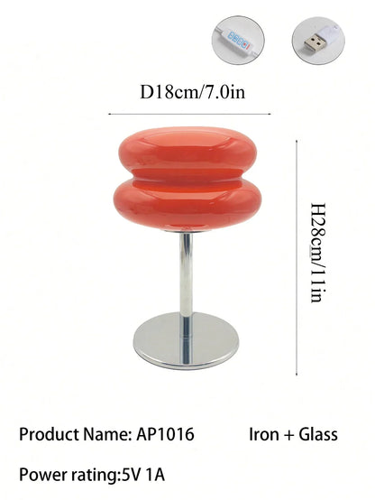 Macaron Glass LED Table Lamp, Modern Bedroom Accent Light, USB Powered, Glass and Iron, Six Color Options - product view 4
