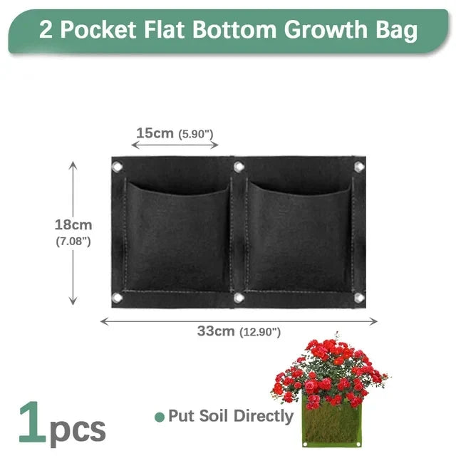 Vertical Wall Planter, Breathable Felt Grow Bag with 2 to 72 Pockets, Green or Black for Indoor and Outdoor Gardens - product view 1