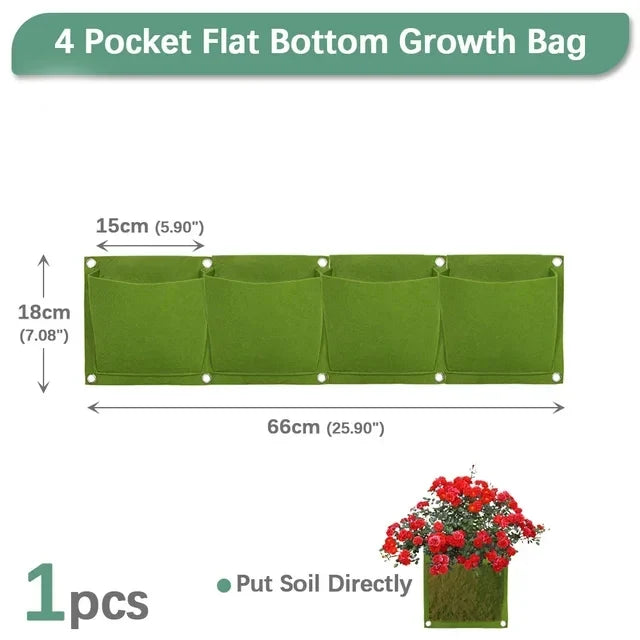 Vertical Wall Planter, Breathable Felt Grow Bag with 2 to 72 Pockets, Green or Black for Indoor and Outdoor Gardens - product view 3