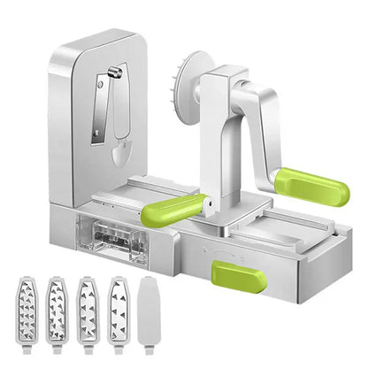 Vegetable Spiralizer Cutter, 4-in-1 or 5-in-1 Slicer with Stainless Steel Blades, Suction Base and Foldable Design - product view 1