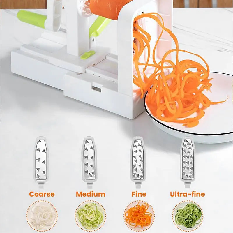 Vegetable Spiralizer Cutter, 4-in-1 or 5-in-1 Slicer with Stainless Steel Blades, Suction Base and Foldable Design - product view 6