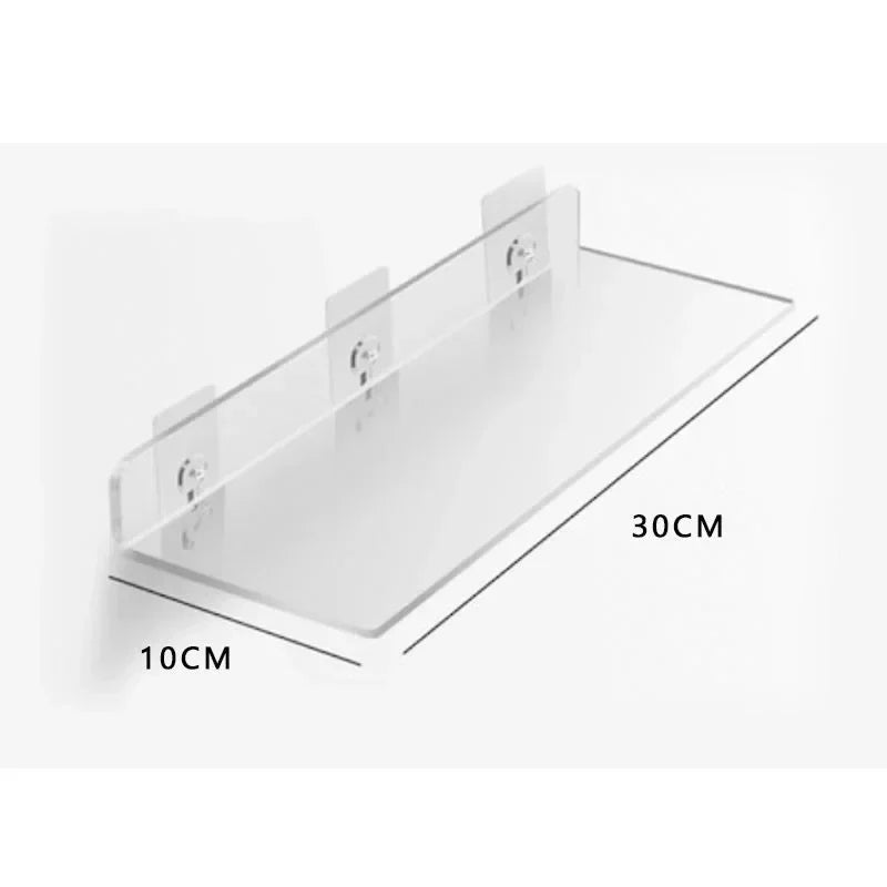 Clear Acrylic Wall Shelf, Perforated Hanging Storage Panel, Plastic Frame, 20–50 cm Width Options for Bathroom and Kitchen - product view 2