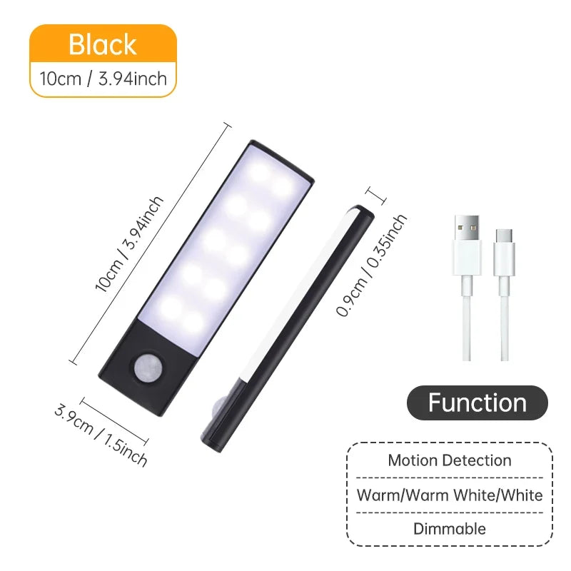 Wireless LED Cabinet Light, Motion Sensor, 3 Lighting Modes, USB Rechargeable, 3000K–6000K, 20–50 cm - product view 1