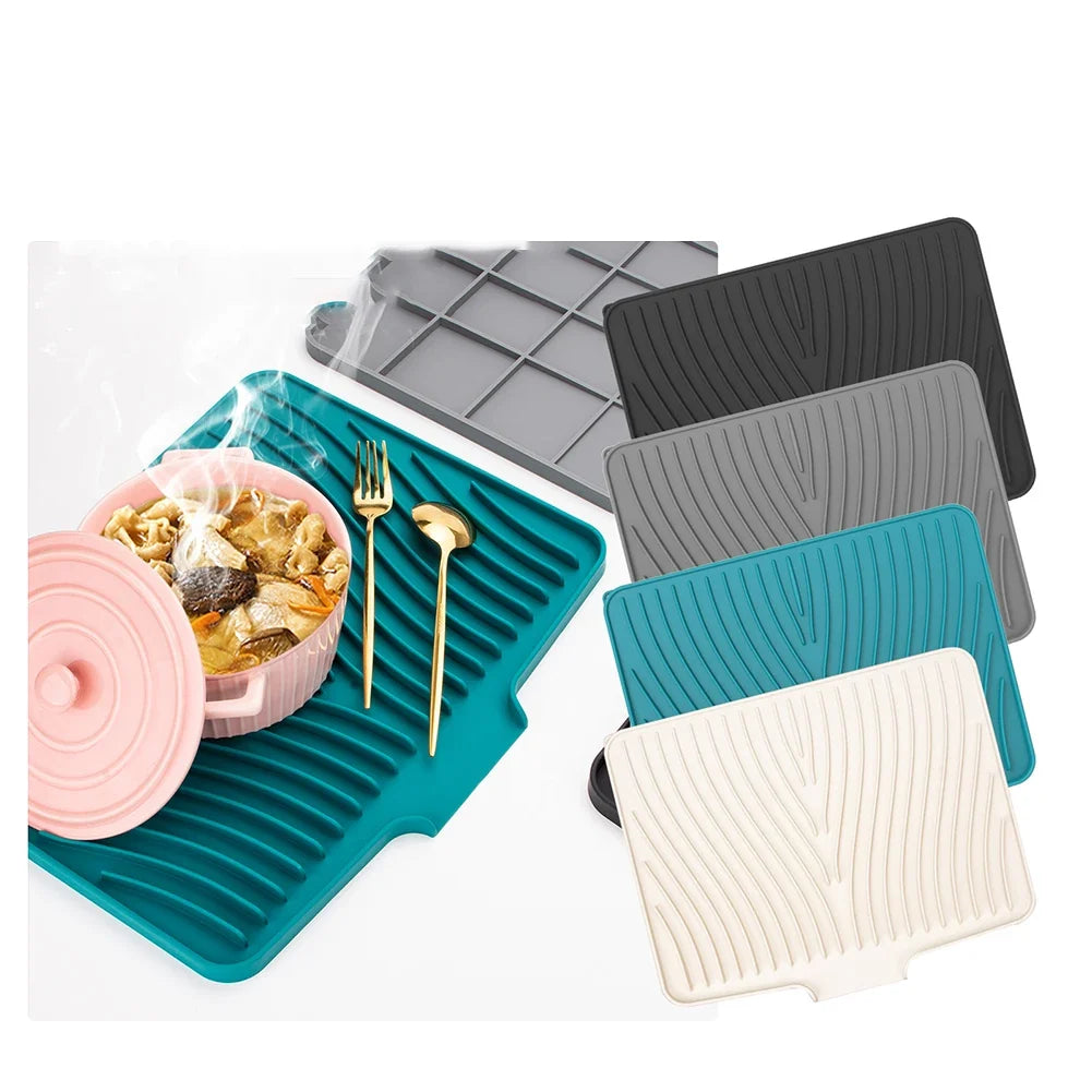 Silicone Dish Drying Mat, 40 × 33cm Drain Pad with Drain Lip, Heat-Resistant Kitchen Counter Mat - product view 6