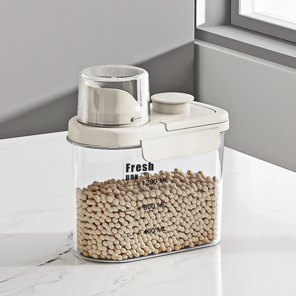 Airtight Cereal Container, 1.6L or 2.8L Plastic Kitchen Storage Can with Sealed Lid for Flour, Rice, Corn and Soybeans - product view 1