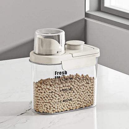 Airtight Cereal Container, 1.6L or 2.8L Plastic Kitchen Storage Can with Sealed Lid for Flour, Rice, Corn and Soybeans - product view 1