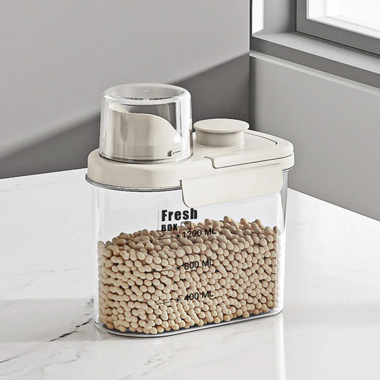 Airtight Cereal Container, 1.6L or 2.8L Plastic Kitchen Storage Can with Sealed Lid for Flour, Rice, Corn and Soybeans - product view 1