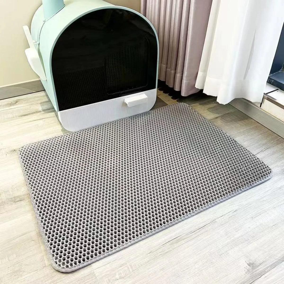 Double-Layer Cat Litter Mat, Waterproof Washable Foam Honeycomb Catcher, Non-Slip Pet Floor Protector - product view 1