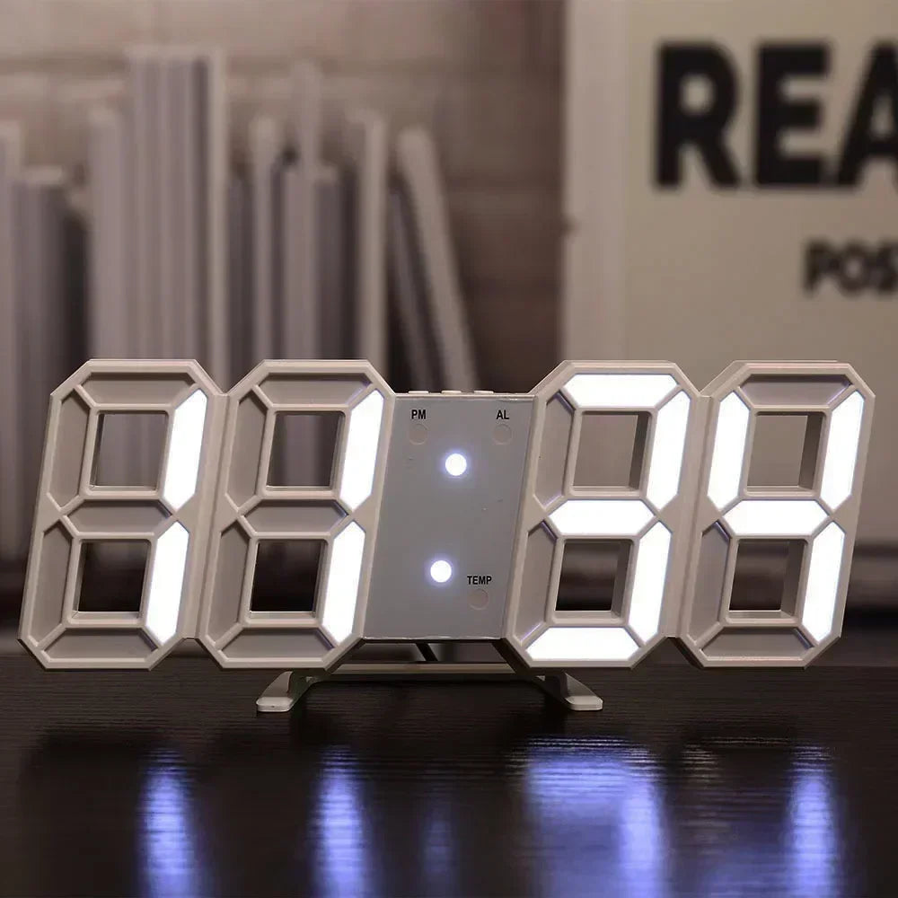 3D LED Digital Clock, Acrylic Tabletop Clock with Luminous Display, Memory Battery and Adjustable Room Décor - product view 2