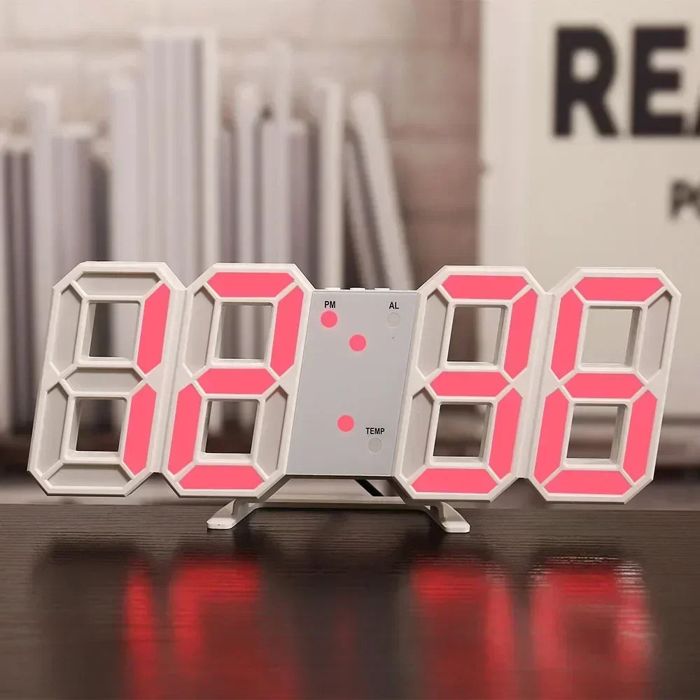 3D LED Digital Clock, Acrylic Tabletop Clock with Luminous Display, Memory Battery and Adjustable Room Décor - product view 4