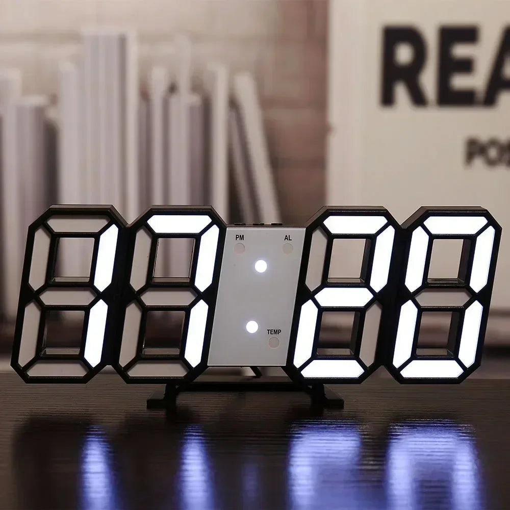 3D LED Digital Clock, Acrylic Tabletop Clock with Luminous Display, Memory Battery and Adjustable Room Décor - product view 5