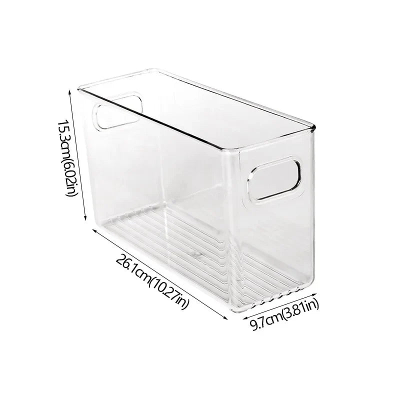 Stackable Pantry Bin, Reusable Rectangular Plastic Refrigerator Organizer with Multiple Space-Saving Sizes - product view 3