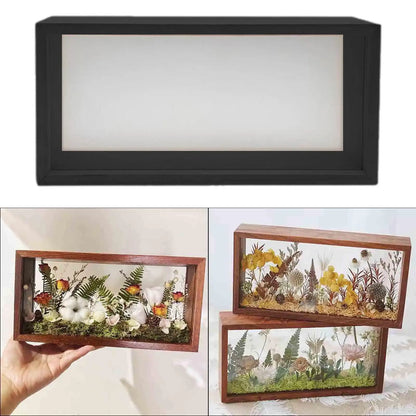 Floating Photo Frame, Double-Layer Acrylic Shadow Box Display, Modern Rectangular Wood Case for Dried Flowers, Photos and Keepsakes - product view 2