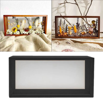 Floating Photo Frame, Double-Layer Acrylic Shadow Box Display, Modern Rectangular Wood Case for Dried Flowers, Photos and Keepsakes - product view 3