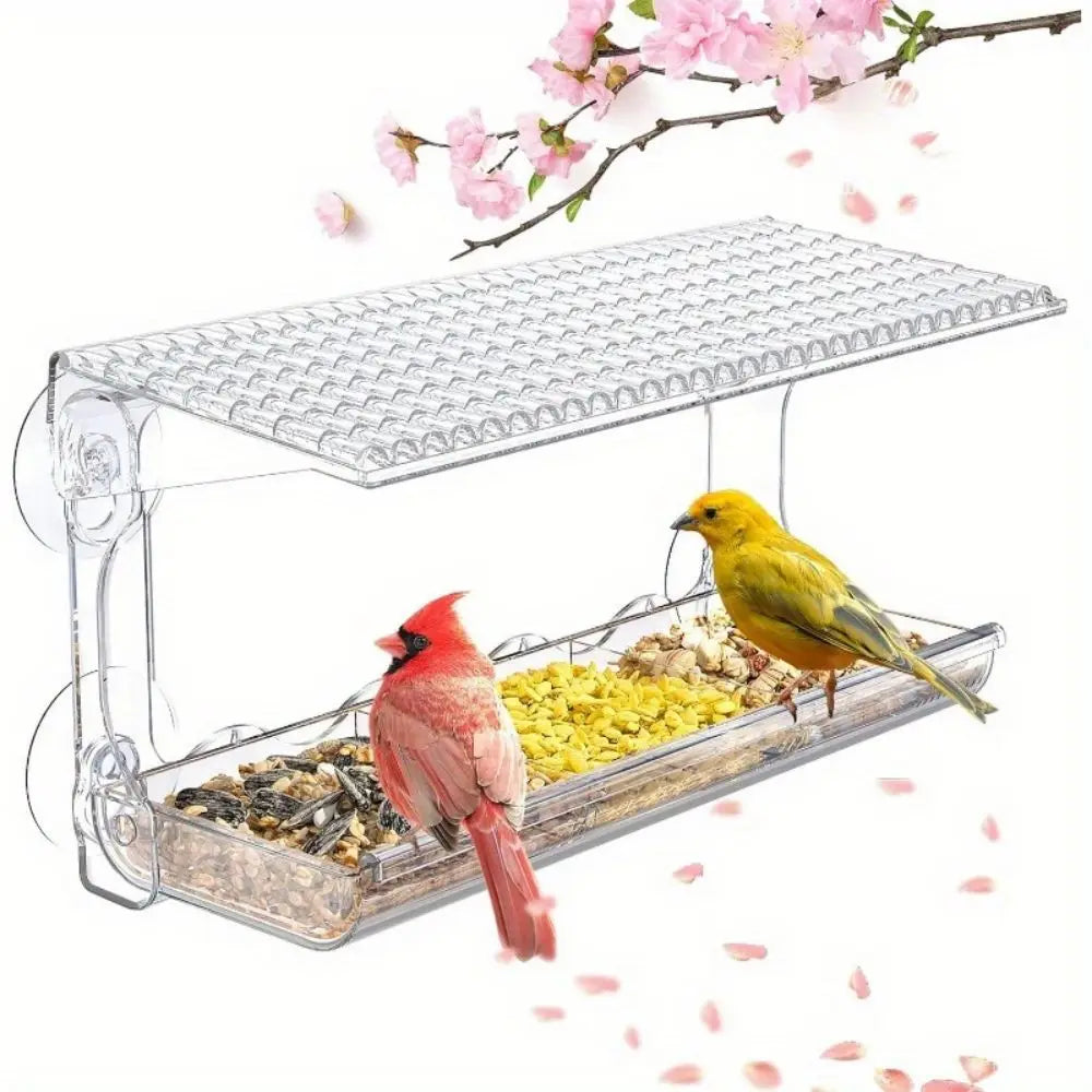Window Bird Feeder, Clear Plastic Outdoor Bird Feeder with Strong Suction Cups, Transparent Mount for Bird Watching - product view 1