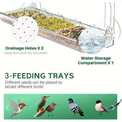 Window Bird Feeder, Clear Plastic Outdoor Bird Feeder with Strong Suction Cups, Transparent Mount for Bird Watching - product view 2