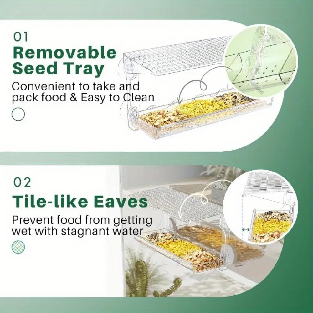 Window Bird Feeder, Clear Plastic Outdoor Bird Feeder with Strong Suction Cups, Transparent Mount for Bird Watching - product view 4