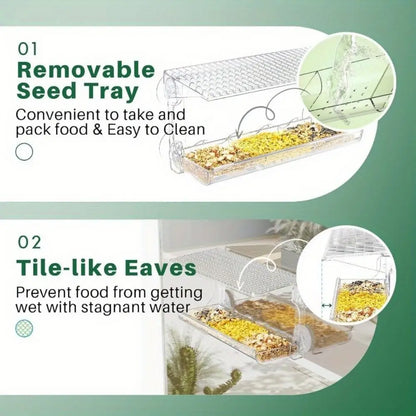 Window Bird Feeder, Clear Plastic Outdoor Bird Feeder with Strong Suction Cups, Transparent Mount for Bird Watching - product view 4