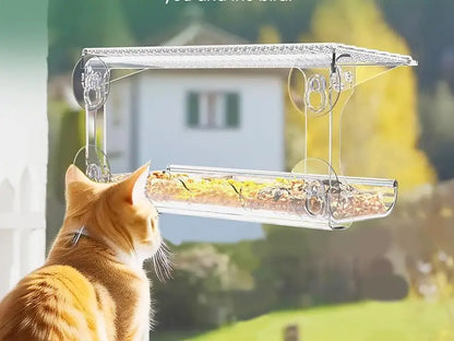 Window Bird Feeder, Clear Plastic Outdoor Bird Feeder with Strong Suction Cups, Transparent Mount for Bird Watching - product view 5