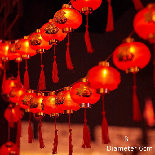 LED Chinese Lantern String Lights, 1.5 m, 10 Red Lanterns, Battery Powered PVC Hanging Decor for Parties and Gardens - product view 1