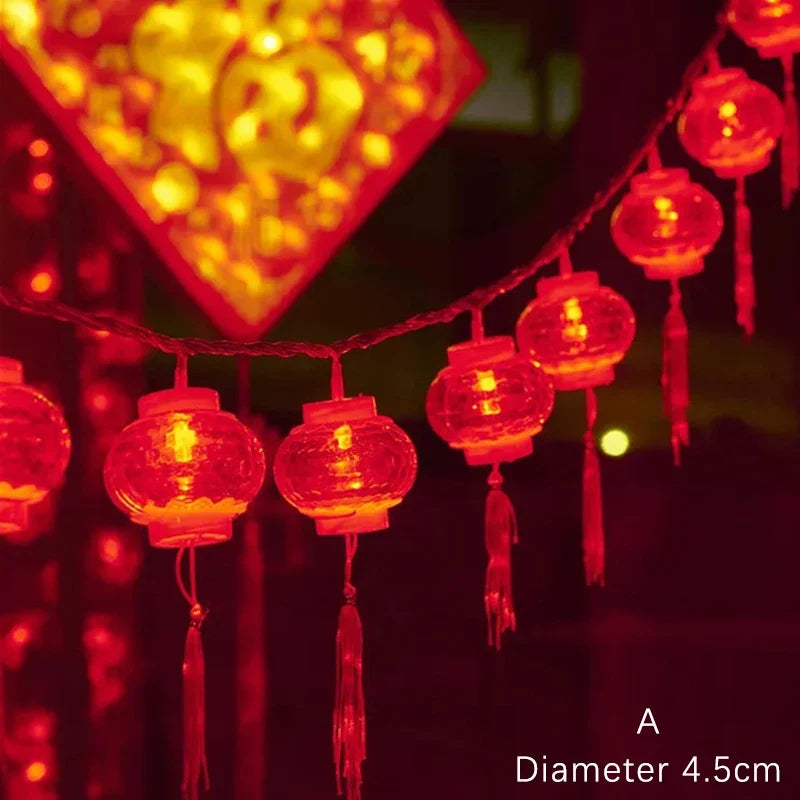 LED Chinese Lantern String Lights, 1.5 m, 10 Red Lanterns, Battery Powered PVC Hanging Decor for Parties and Gardens - product view 2
