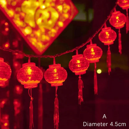 LED Chinese Lantern String Lights, 1.5 m, 10 Red Lanterns, Battery Powered PVC Hanging Decor for Parties and Gardens - product view 2