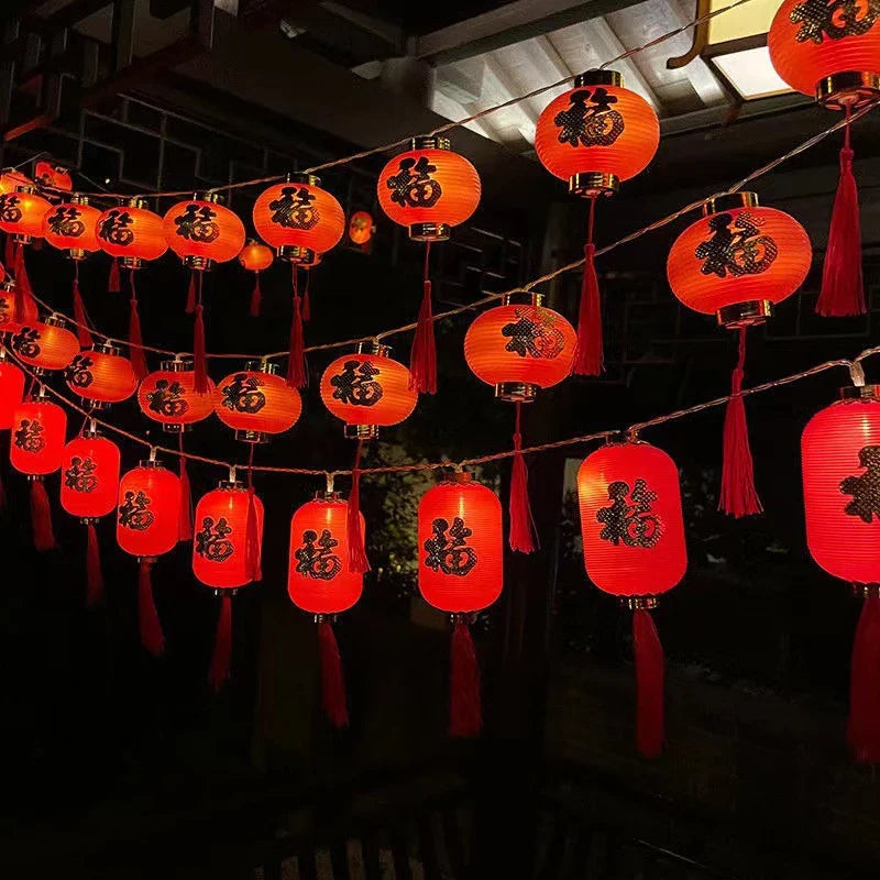 LED Chinese Lantern String Lights, 1.5 m, 10 Red Lanterns, Battery Powered PVC Hanging Decor for Parties and Gardens - product view 5