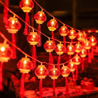 LED Chinese Lantern String Lights, 1.5 m, 10 Red Lanterns, Battery Powered PVC Hanging Decor for Parties and Gardens - product view 6