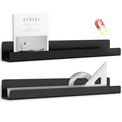 Magnetic Picture Ledge, 2-Piece Wall-Mounted Book and Display Shelf, 40 cm, 4 kg Capacity, Optional Pen Set - product view 1