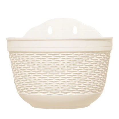 Imitation Rattan Wall Hanging Planter, Plastic Balcony Flower Pot Basket for Courtyard Garden and Home Décor - product view 2