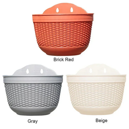 Imitation Rattan Wall Hanging Planter, Plastic Balcony Flower Pot Basket for Courtyard Garden and Home Décor - product view 4