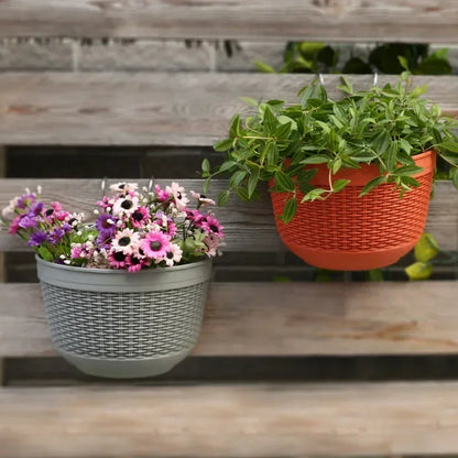 Imitation Rattan Wall Hanging Planter, Plastic Balcony Flower Pot Basket for Courtyard Garden and Home Décor - product view 5
