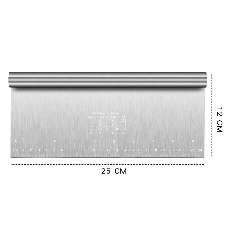 Stainless Dough Scraper and Pastry Cutter with Measuring Scale, Cake Decorating Tool, 15–25 cm Options - product view 3