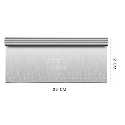 Stainless Dough Scraper and Pastry Cutter with Measuring Scale, Cake Decorating Tool, 15–25 cm Options - product view 3