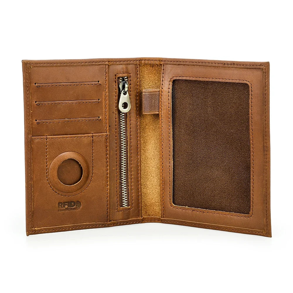 Passport Holder Travel Wallet, Solid Design in Coffee, Brown, Red, Gray, Green and Blue Color Options - product view 2