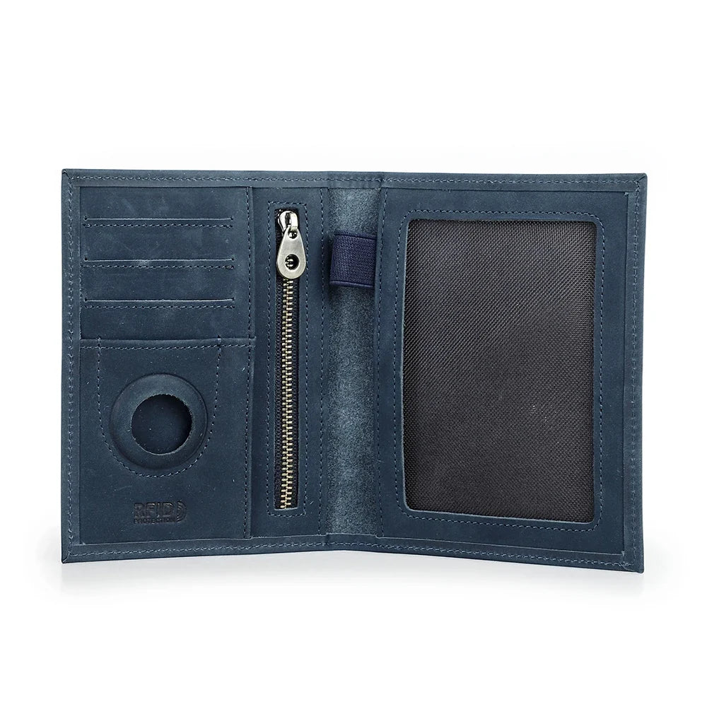 Passport Holder Travel Wallet, Solid Design in Coffee, Brown, Red, Gray, Green and Blue Color Options - product view 6