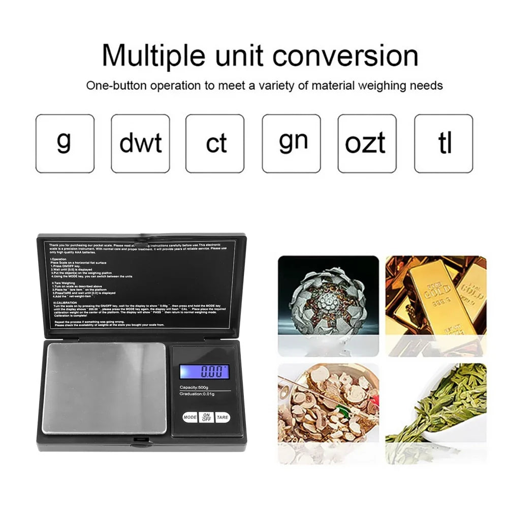 Digital Pocket Scale, 0.01 g Jewelry and Kitchen Scale, LCD Balance with 100 g to 1 kg Capacity Options - product view 5