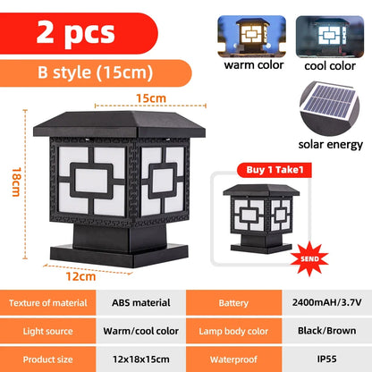 Solar Post Cap Light, LED, Warm or Cool White, Automatic Dusk Lighting, 2400 mAh Battery for Fence, Patio and Garden - product view 3