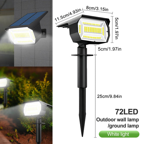 Solar Landscape Spotlight, 72 LED Outdoor Garden Light, 3 Brightness Modes, ABS Body for Yard and Path Lighting - product view 1