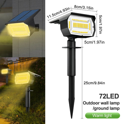 Solar Landscape Spotlight, 72 LED Outdoor Garden Light, 3 Brightness Modes, ABS Body for Yard and Path Lighting - product view 2