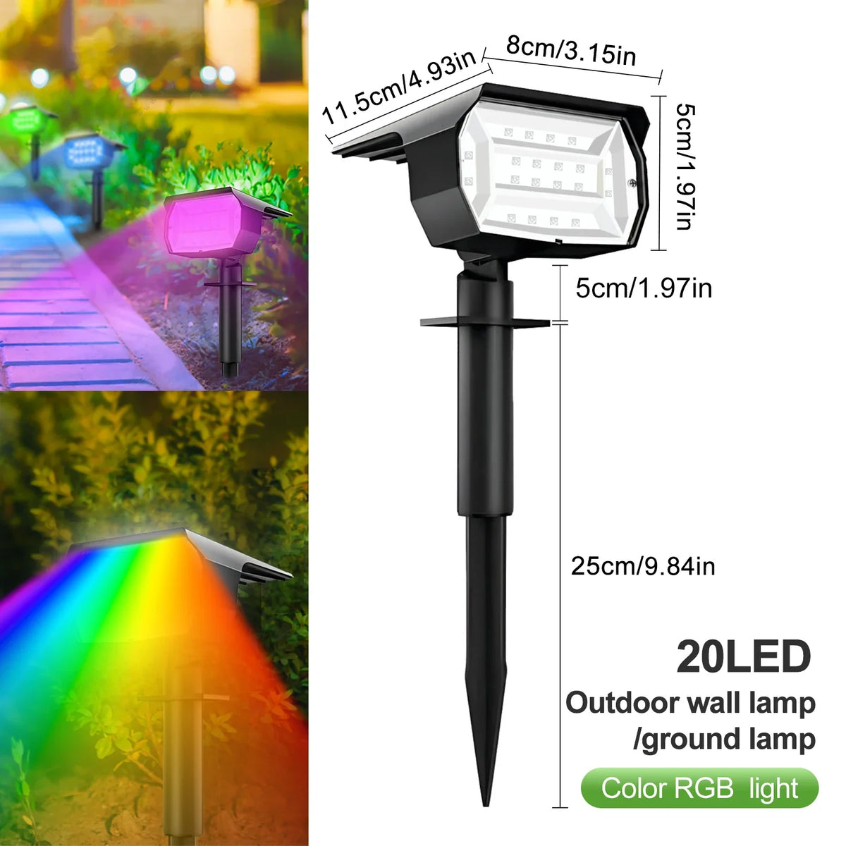 Solar Landscape Spotlight, 72 LED Outdoor Garden Light, 3 Brightness Modes, ABS Body for Yard and Path Lighting - product view 3